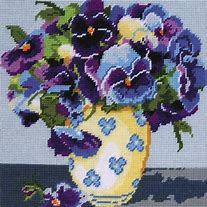 Design Works Pansies Needlepoint Kit #2523 10" x 10"/25.4 cm x 25.4 cm